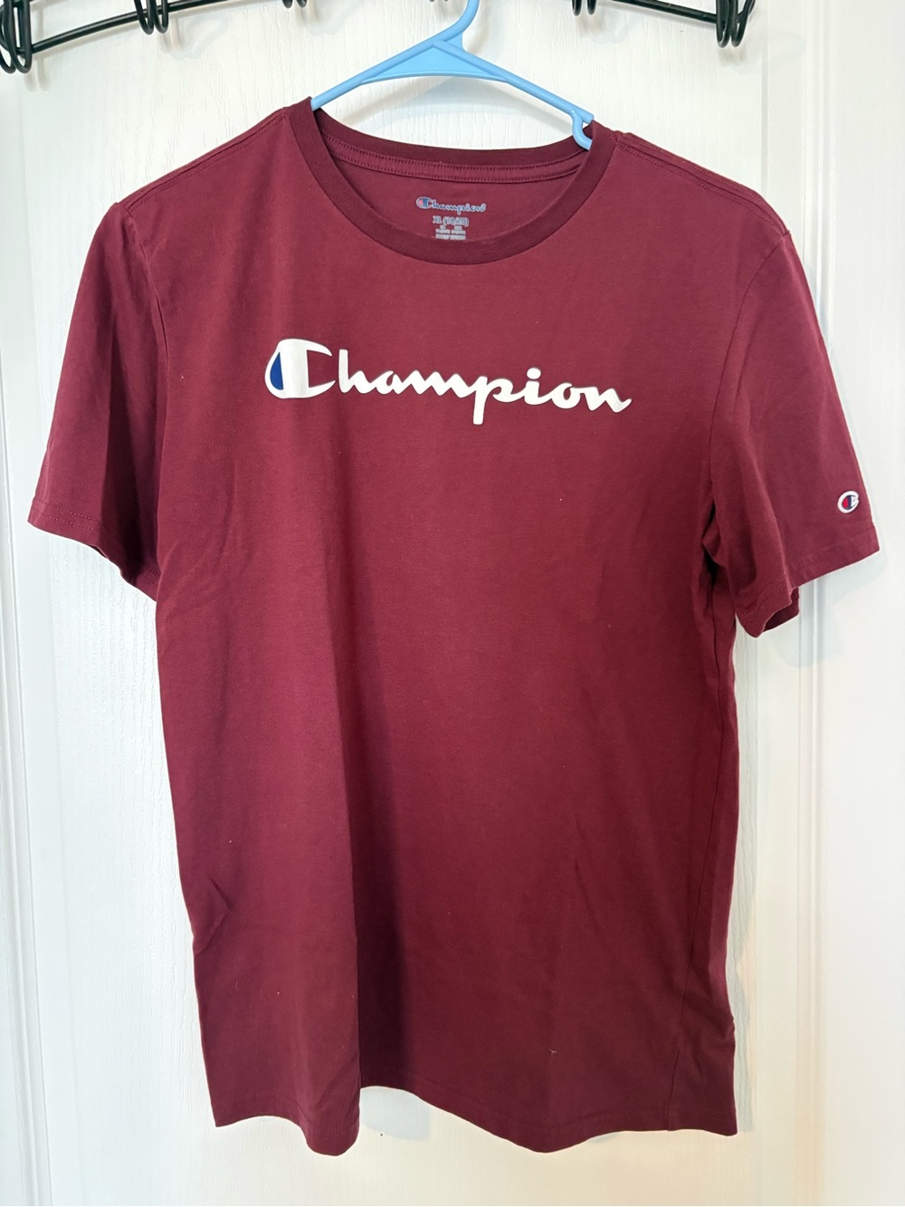 Champion Short Sleeve Tee in Maroon with White Logo